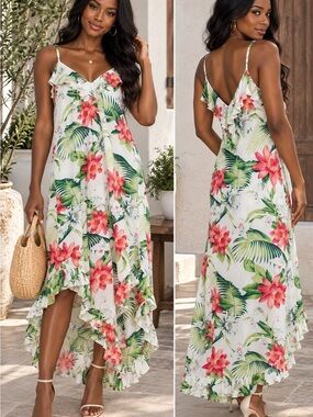 🌺 Tropical Floral Maxi Dress
